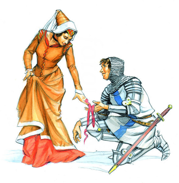 MEDIEVAL KNIGHT & LADY BEFORE JOUST- ILLUSTRATION
