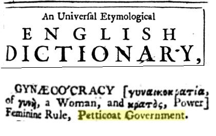 Gynocracy peticoat gpvernment 1737