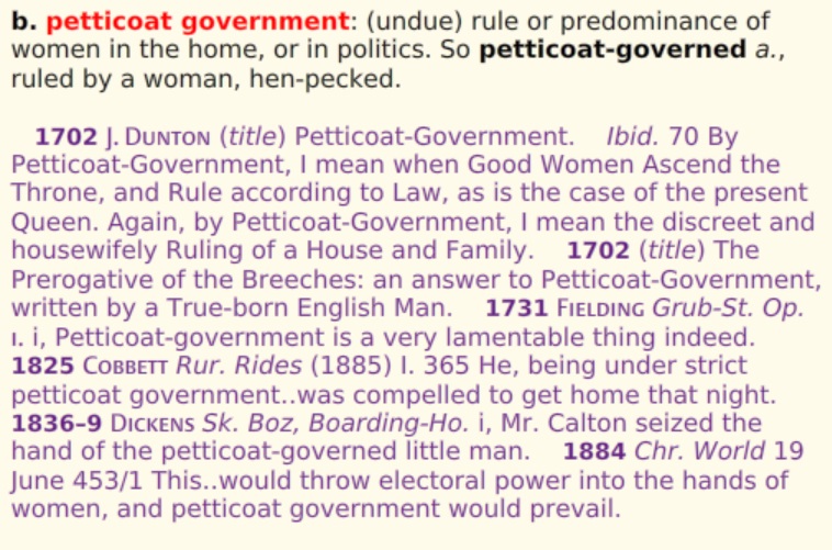 Petticoat government oxford