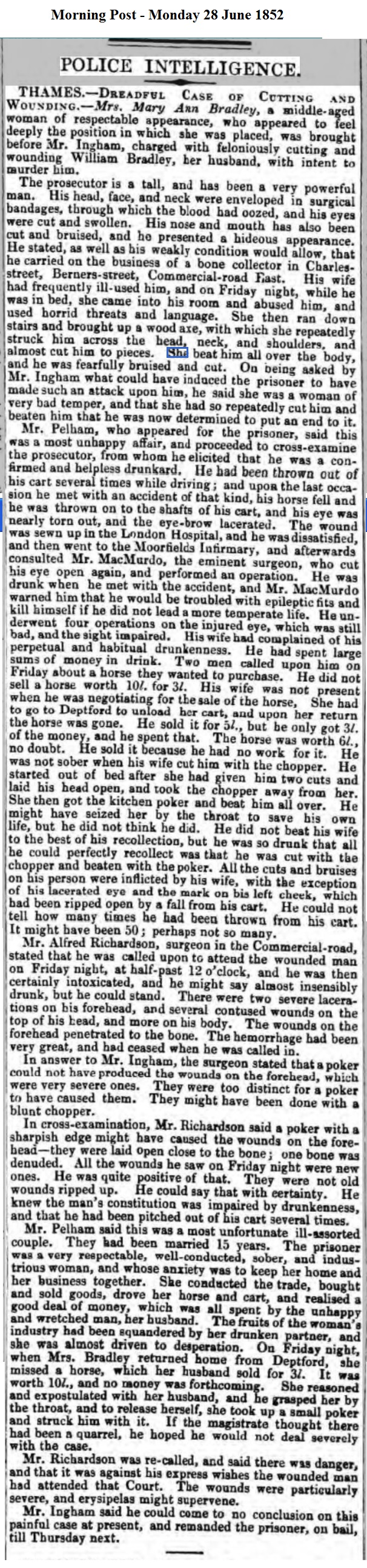 1852 Morning Post - Monday 28 June 1852