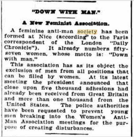 Anti-man - The Cumberland Argus and Fruitgrowers Advocate Wed 13 Jun 1923 Page 4 DOWN WITH MAN