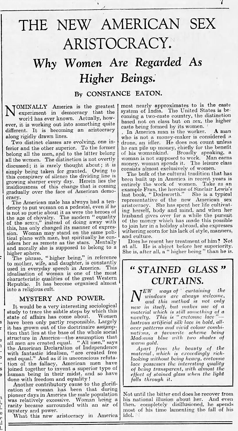 The New American Sex Aristocracy – by Constance Eaton (1929) | Gynocentrism  and its Cultural Origins